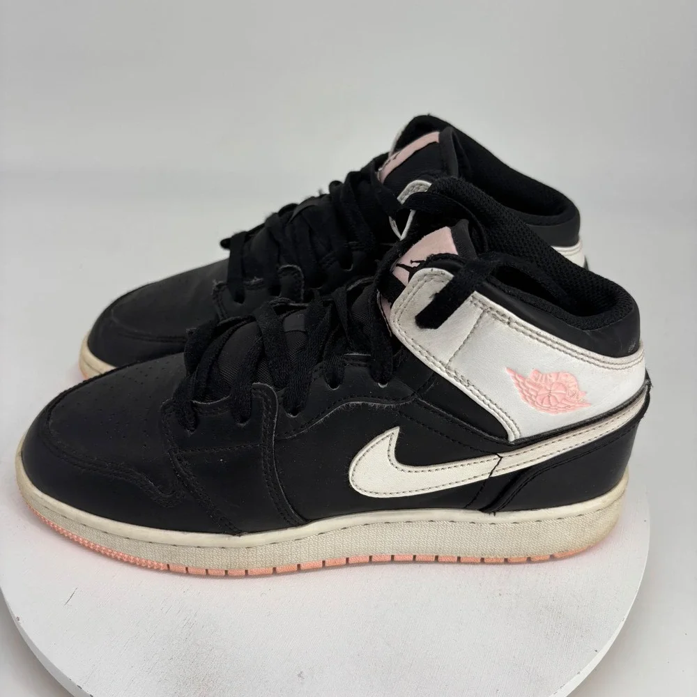 Jordan Air Jordan 1 Mid Kids 6Y Black Pink Quartz Sneakers Streetwear Classic